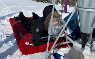 The avalanche research in the lab without snow