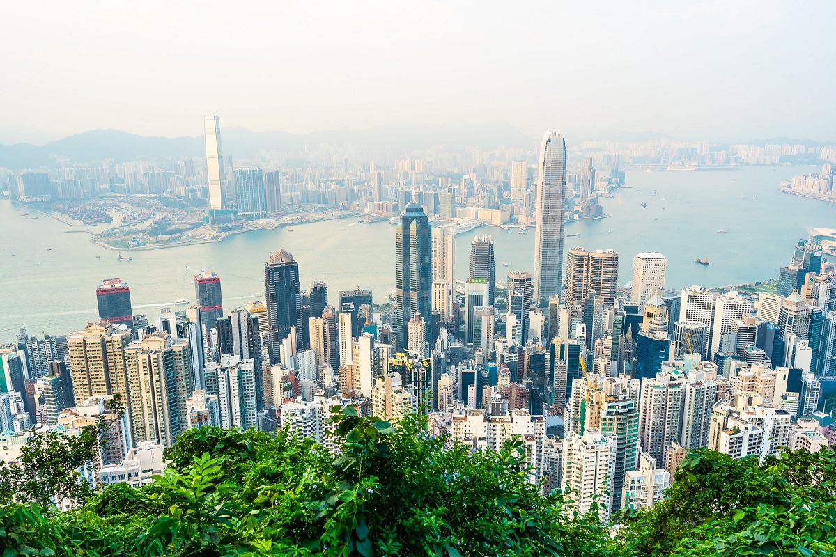 Beautiful architecture building exterior cityscape of hong kong
