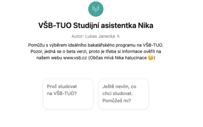 VŠB-TUO Studijní asistentka Nika