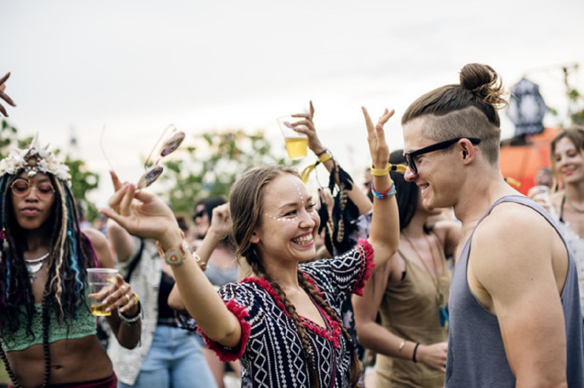 People Enjoying Live Music Concert Festival