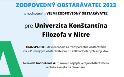 UKF ocenená ako Zodpovedný obstarávateľ 2023