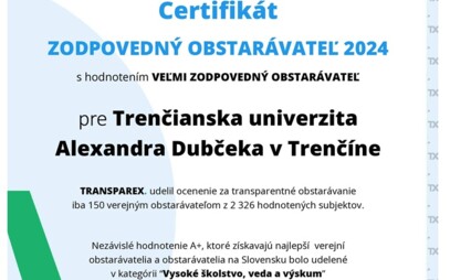 Získali sme ocenenie Zodpovedný obstarávateľ